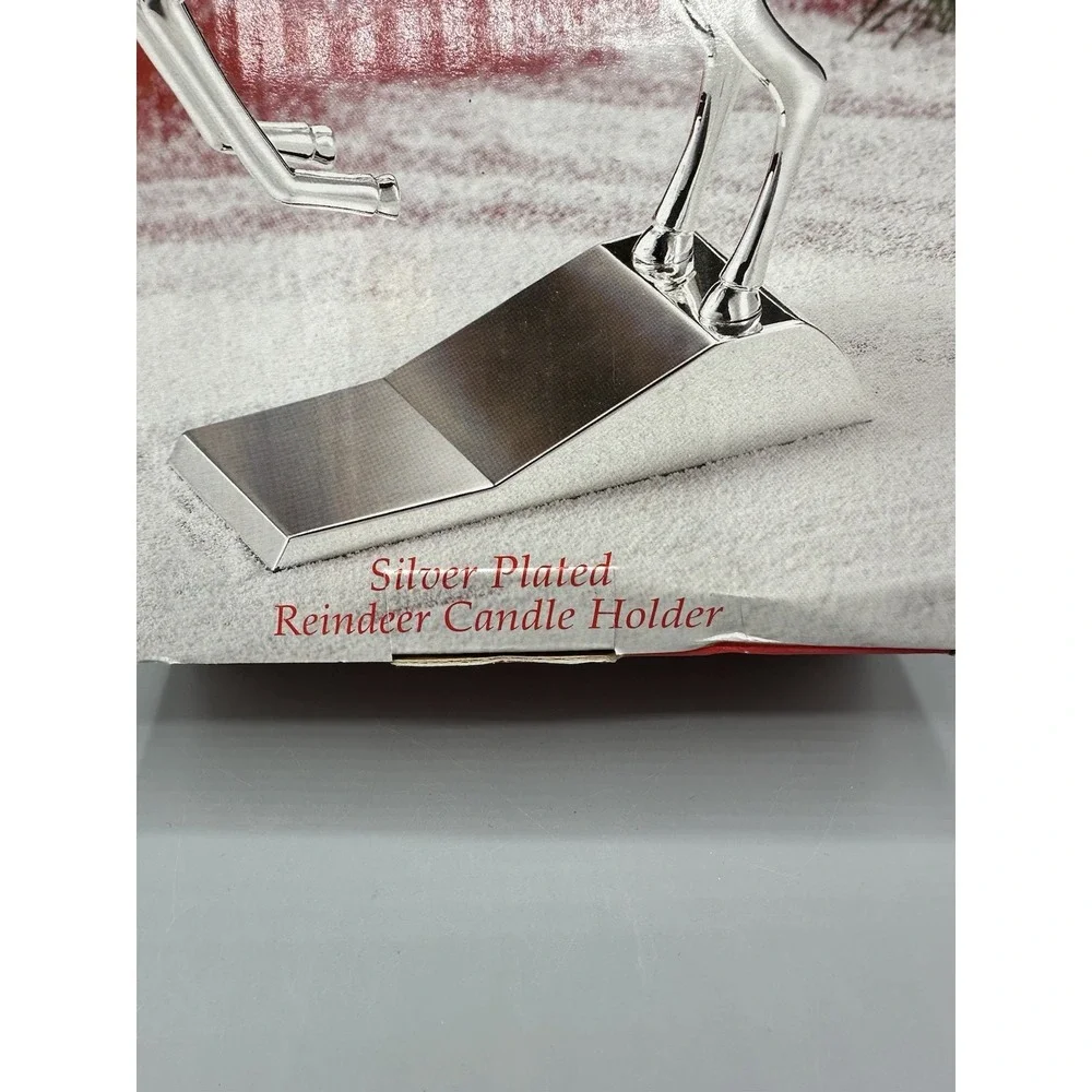 Godinger Silver Plated Christmas Reindeer Deer Antler 6 Ball Candle Holder 12